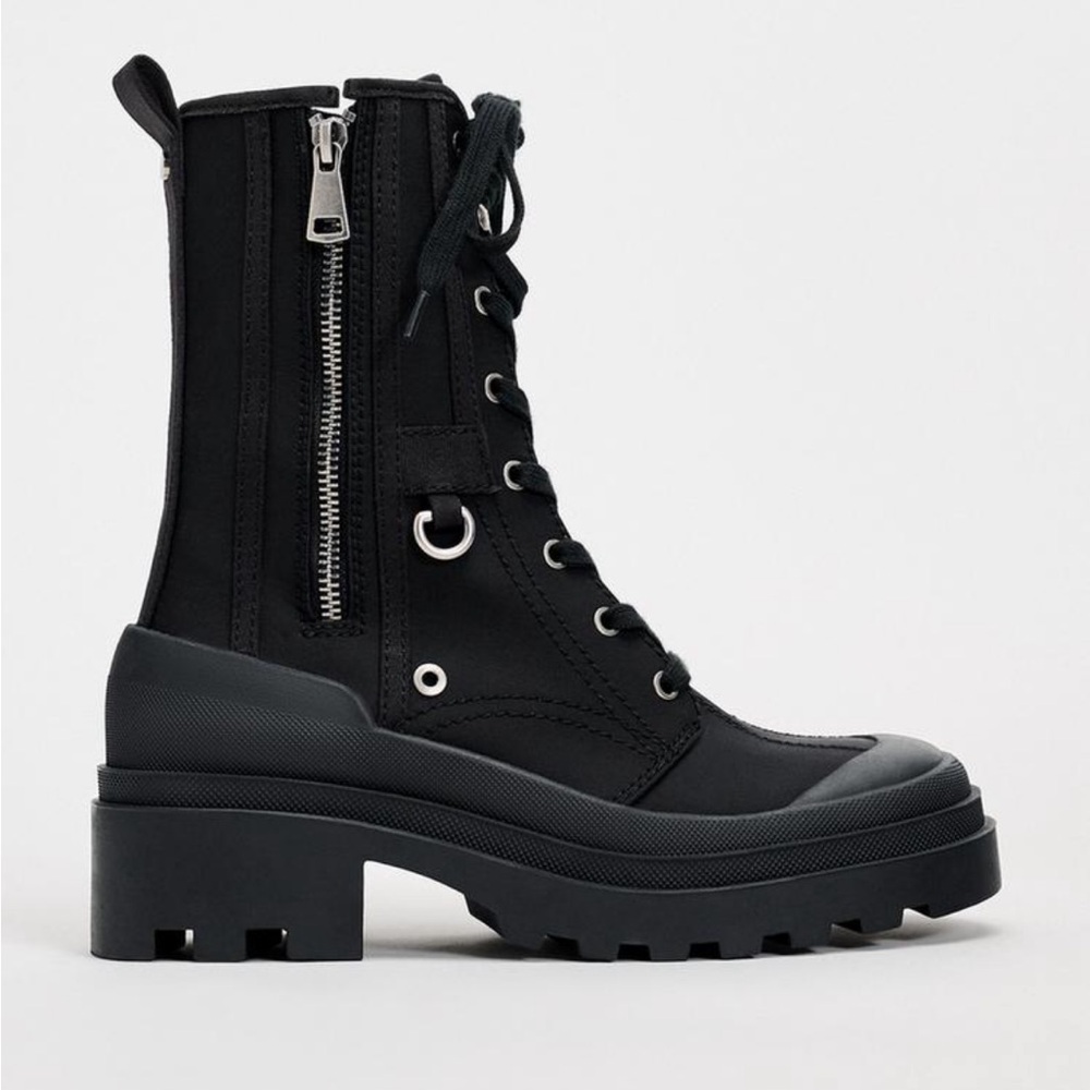 Zipper fabric ankle boots